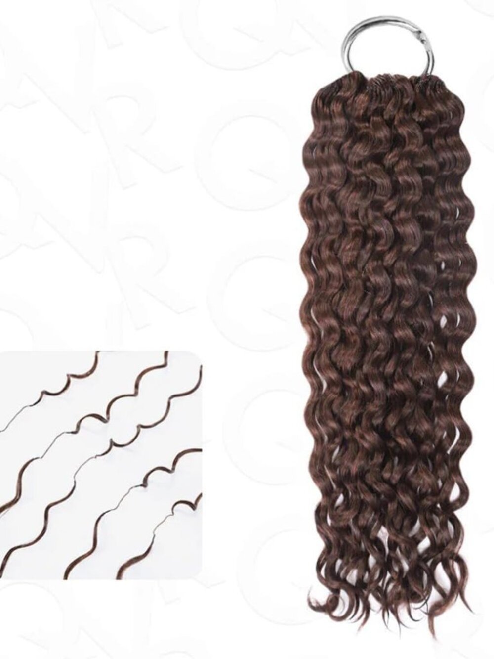 QVR 20" Water Wave Crochet 100% Human Hair Queen Virgin Remy #4 Brown Extensions